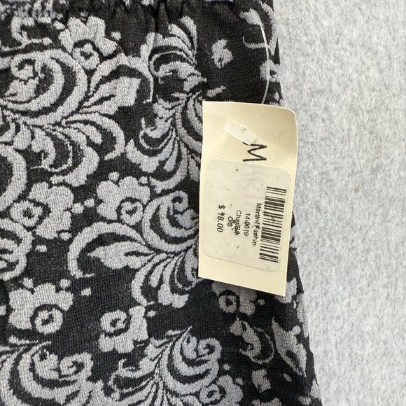 Black Gray Floral Patterned Womens Leggings OS One Size Stretch Tights Baselayer - Picture 4 of 13